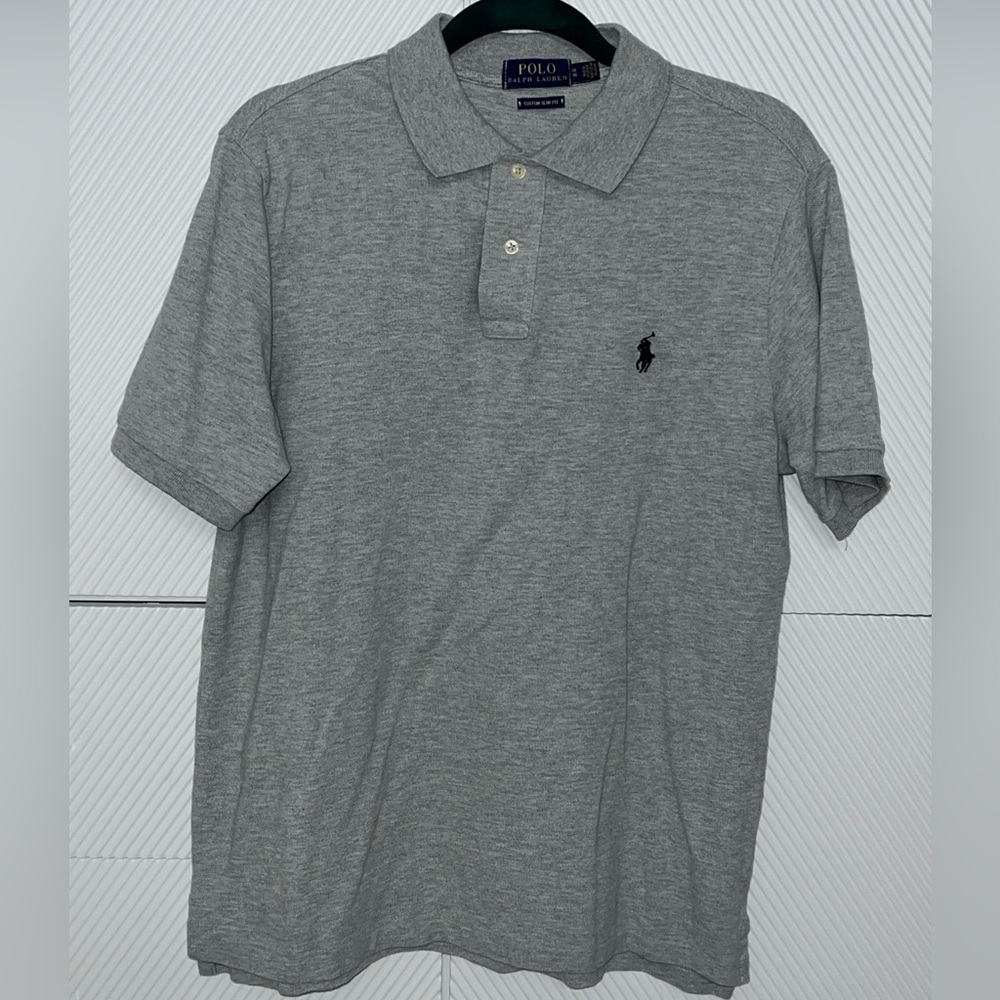 Men’s Medium Polo Ralph Lauren Polo Shirt Gray Custom Slim Fit